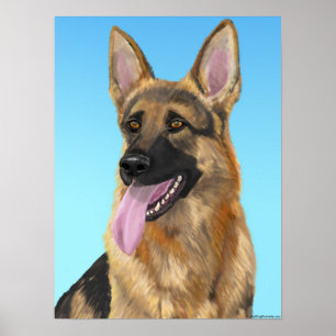 Pôster German shepherd impressionante com sua língua par
