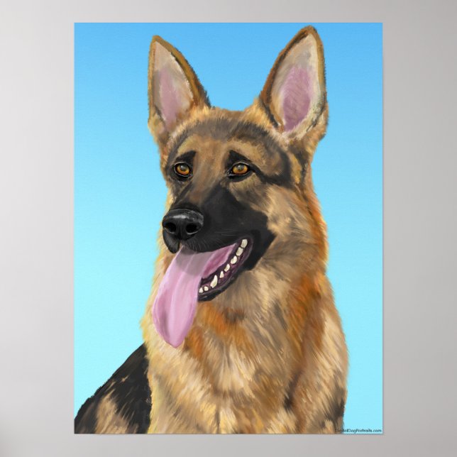Pôster German shepherd impressionante com sua língua para (Frente)