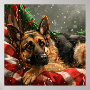 Poster German shepherd Natal Festivo