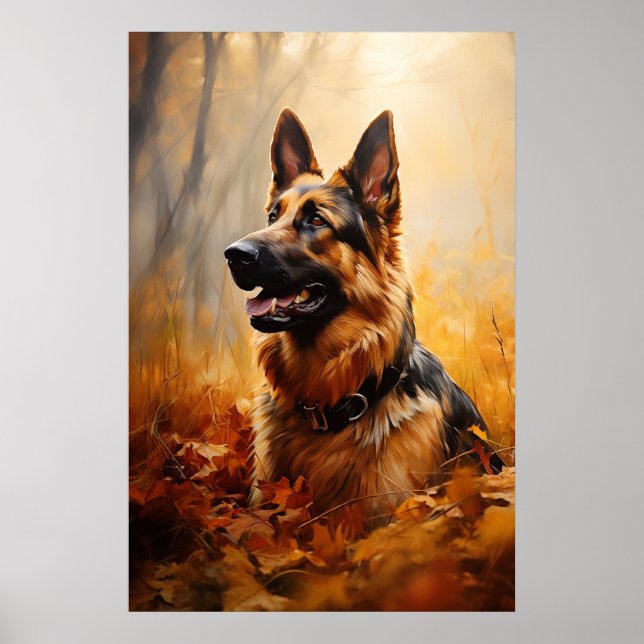 Poster German shepherd no outono (Frente)