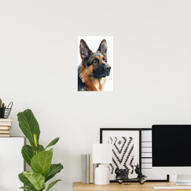 Poster German shepherd portrait watercolor (Escritório em casa)