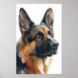 Poster German shepherd portrait watercolor