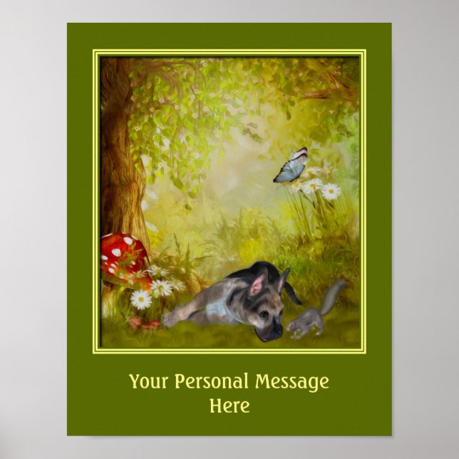 Poster German shepherd Puppy Adicionar Seu Próprio Texto (Frente)