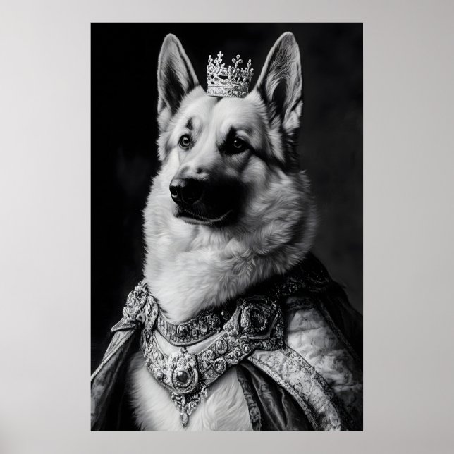Poster German Shepherd Renaissance Portrait, Funny Dog (Frente)
