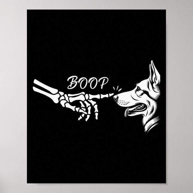 Poster German Shepherd Skeleton Hand Boop Halloween Pet W (Frente)