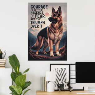 Poster German shepherd triunfa sobre o medo