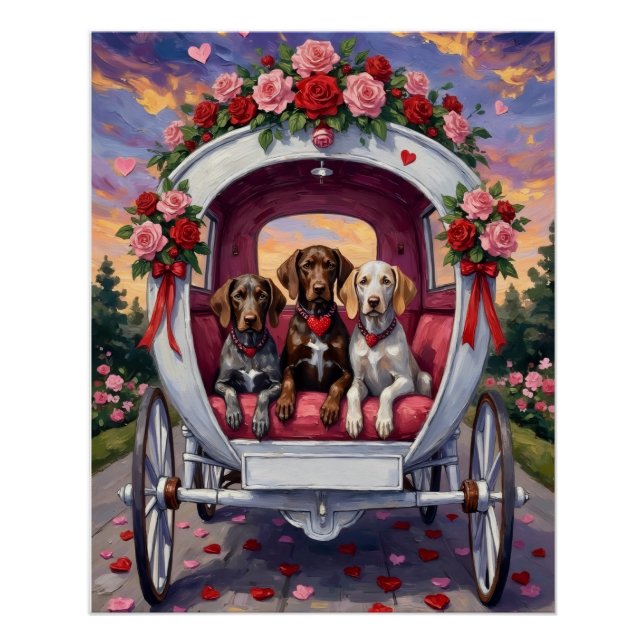 Pôster German Shorthaired Pointer Dog Valentine's Day  (Frente)