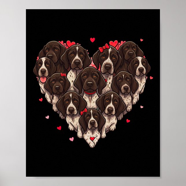 Poster German Shorthaired Pointer Heart Valentine Womens  (Frente)