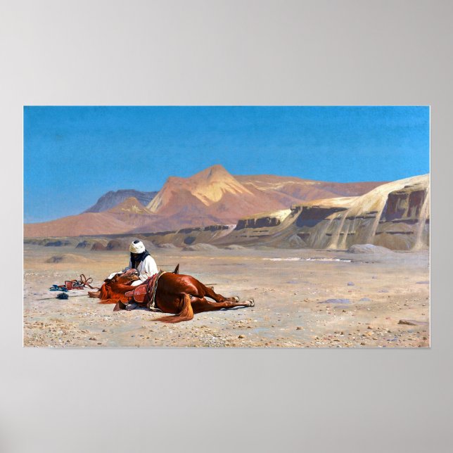 Poster Gérôme - Cavaleiro E Seu Corcel No Deserto (Frente)
