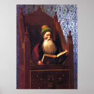 Poster Gérôme - Mufti Lendo em seu Banco de Oração