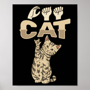 Poster Gesto de Mão de Gato ILY em ASL Conscientização so