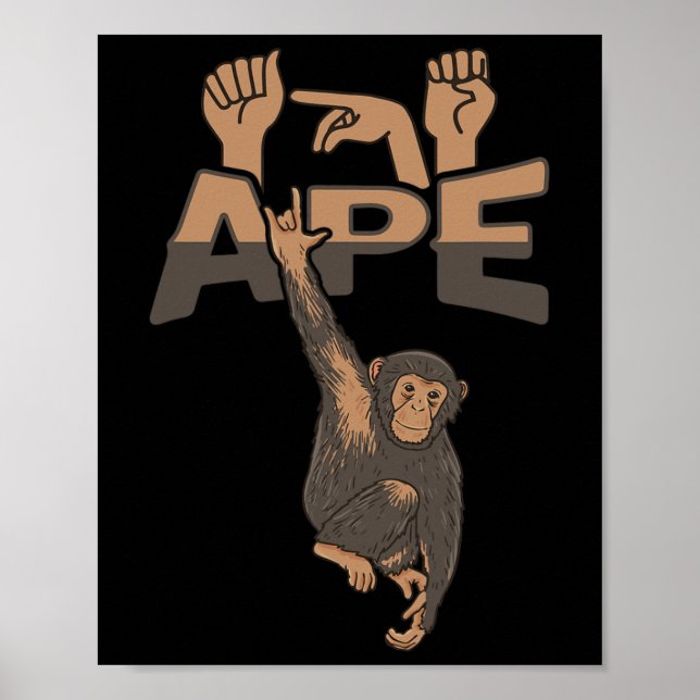 Poster Gesto de Mão de ILY APE Surdo Surdo Perda de Audiç (Frente)