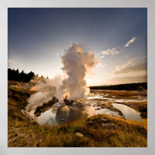 Poster Geyser da borda, bacia do geyser de Norris