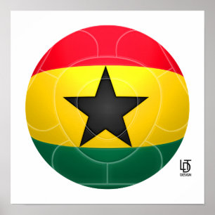 Pôster Ghana - o preto Stars o futebol