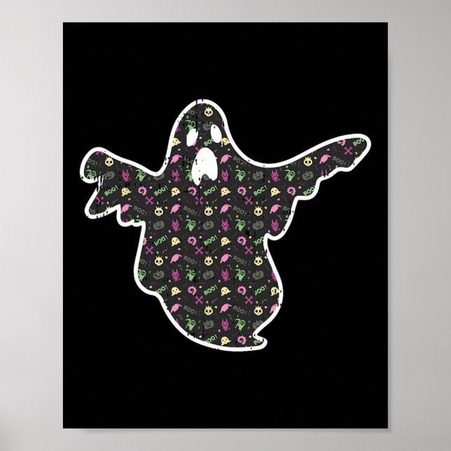 Poster Ghost Boo Grim Reaper Pumpkin Padrão Fácil Hallowe (Frente)