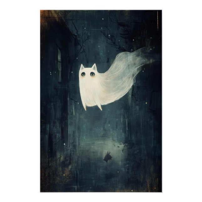 Pôster Ghost Cat Halloween (Frente)