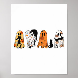 Poster Ghost Cat Halloween Ghost Black Cat Season