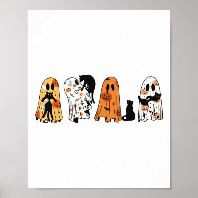 Poster Ghost Cat Halloween Ghost Black Cat Season (Frente)
