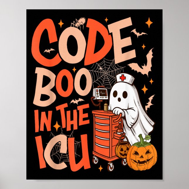 Poster Ghost Code Boo In The Icu Nursing Nurse Halloween  (Frente)