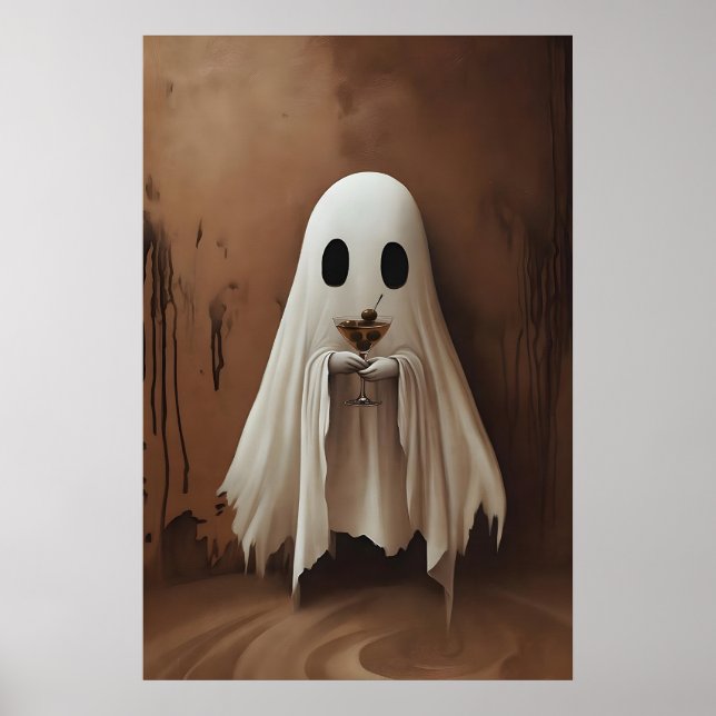 Poster Ghost Drinking Cocktail Dirty Martini Olives (Frente)