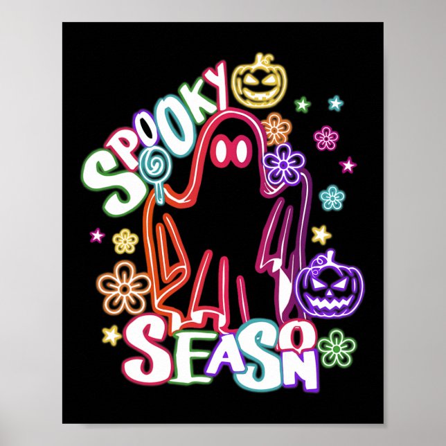 Poster Ghost Floral Coquette Halloween Pumpkin Spook (Frente)