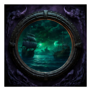 Pôster Ghost Galleon Baixo das Estrelas Assombradas