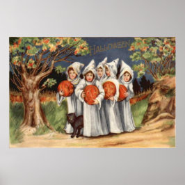 Poster Ghost Gato Negro O Lanterna Pumpkin