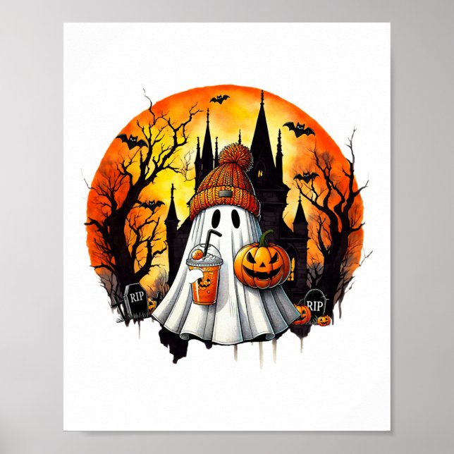 Poster Ghost Ghost Coffee Halloween Ghost Ice Cof (Frente)