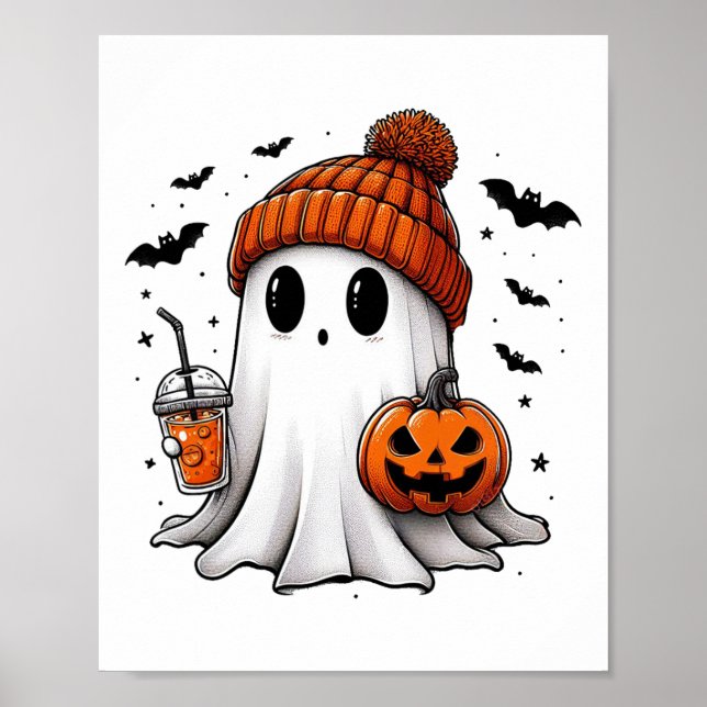Poster Ghost Ghost Coffee Halloween Ghost Ice Cof (Frente)