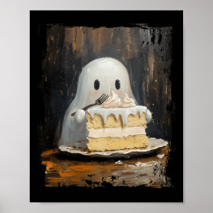 Poster Ghost Ghost Eating Cake Comida L