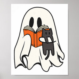 Poster Ghost Ghost Ghost Lendo Livro Spooky Season Hallow