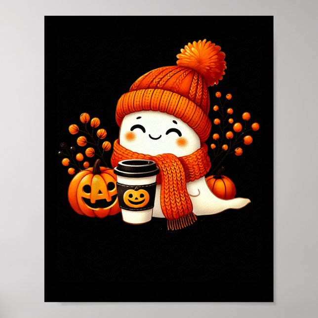 Poster Ghost Ghost Pumpkin Spice Cup Fall Beber (Frente)