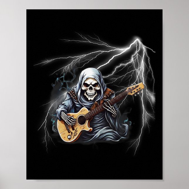 Poster Ghost Guitar Legal Guitar Player Skeleton Mãos Gui (Frente)