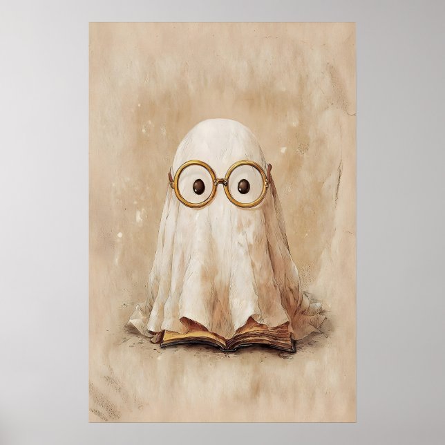 Poster Ghost In Glasses With Book Print, Digital (Frente)
