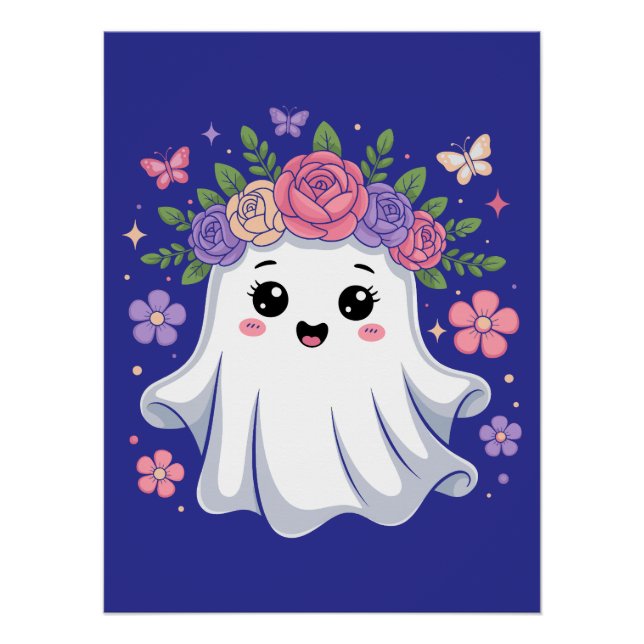 Pôster Ghost Kawaii Halloween (Frente)