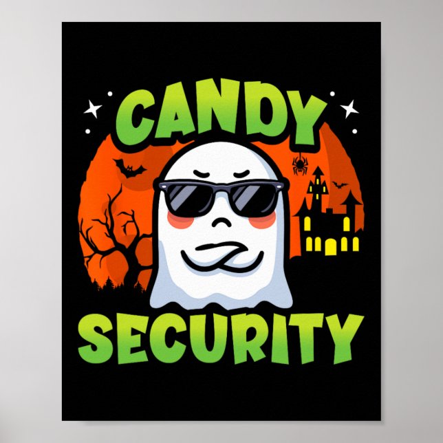 Poster Ghost Kids Bonitos no Halloween - Candy Security - (Frente)