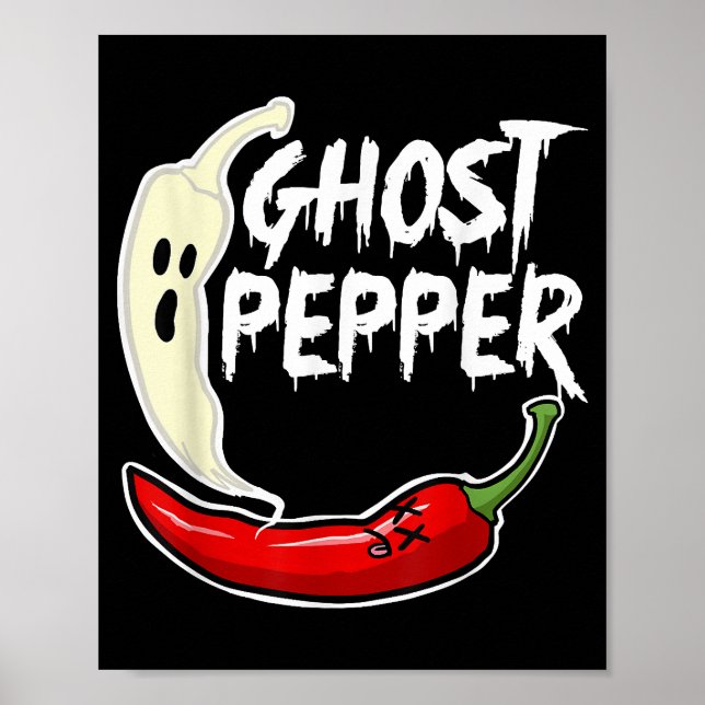 Poster Ghost Pepper Funny Spicy Hot Halloween Peppe (Frente)
