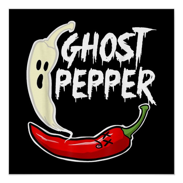 Pôster Ghost Pepper Funny Spicy Hot Halloween Peppe (Frente)
