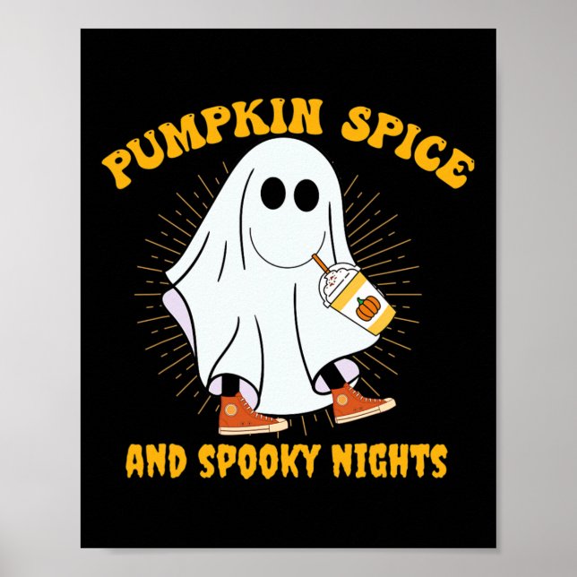 Poster Ghost Pumpkin Spice Latey Fall Vibe Halloween Spoo (Frente)