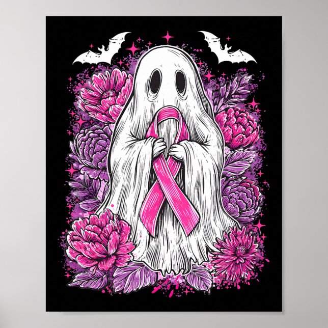 Poster Ghost Ribbon Breve Cancer Sensibilização Halloween (Frente)