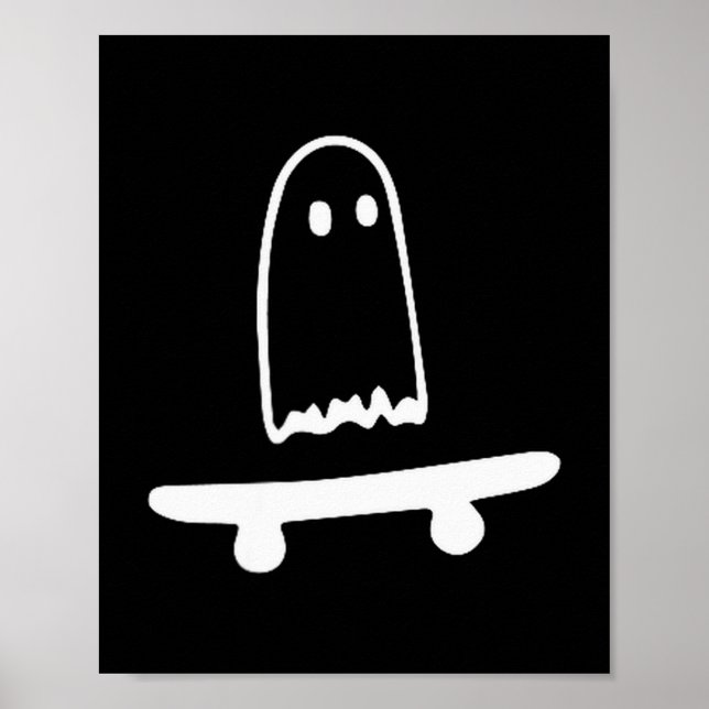 Poster Ghost Skateboard Lazy Halloween Costume Funny Skat (Frente)
