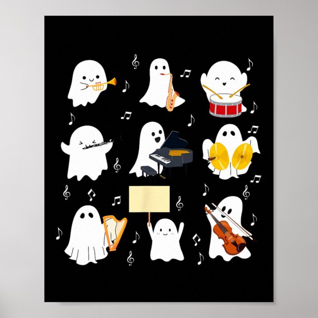 Poster Ghost Tocando Instrumentos Musicais Música do Dia  (Frente)
