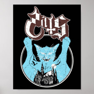 Poster Ghost Vintage Halloween Meow Cat Friend Rock Ghost