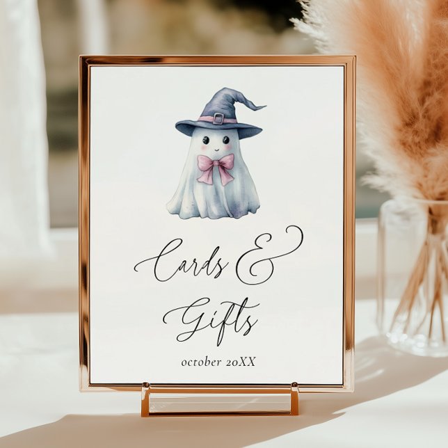 Poster Ghost Witch Hat Halloween Cards Gifts Baby Shower (Criador carregado)