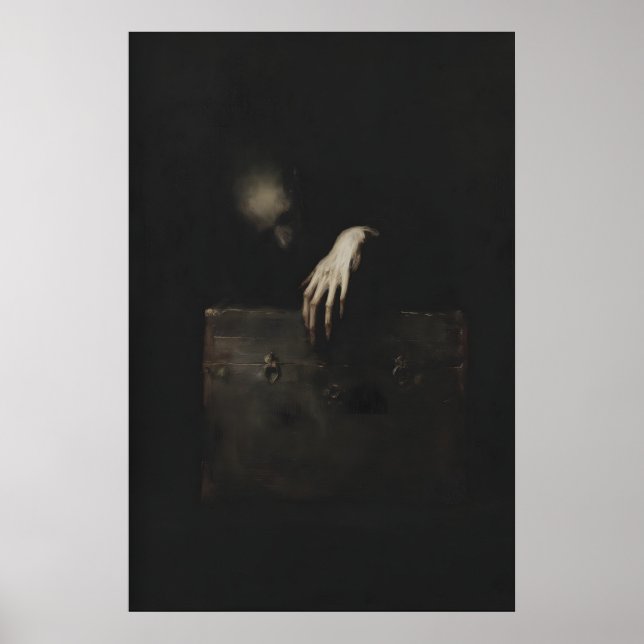 Poster Ghostly Figure Reaching Out of Antique Chest (Frente)