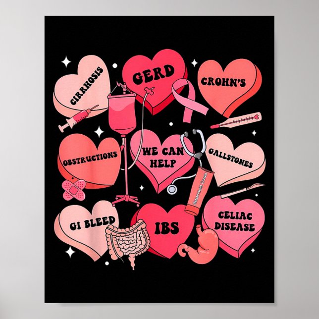 Poster Gi Nurse Valentine Hearts Candy Gastroenterology E (Frente)
