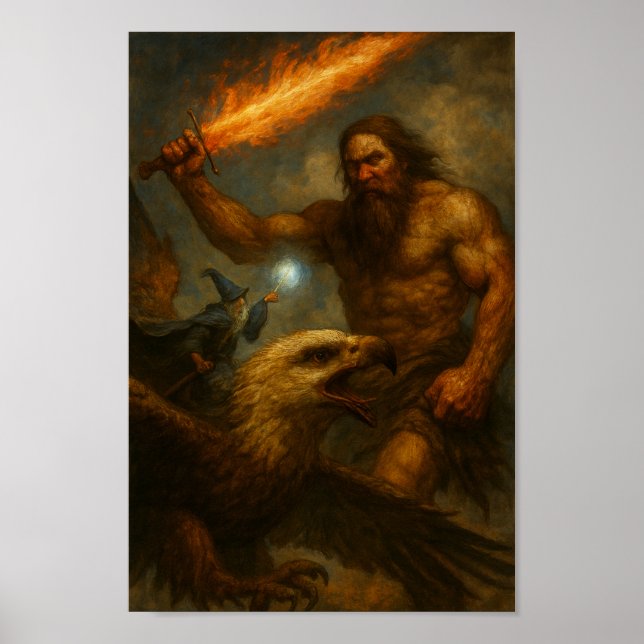 Poster Giant fighting a Wizard (Frente)