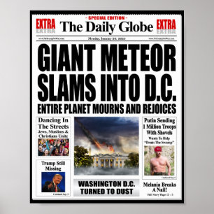 Poster Giant Meteor Slams DC - Notícias Falso Engraçadas 