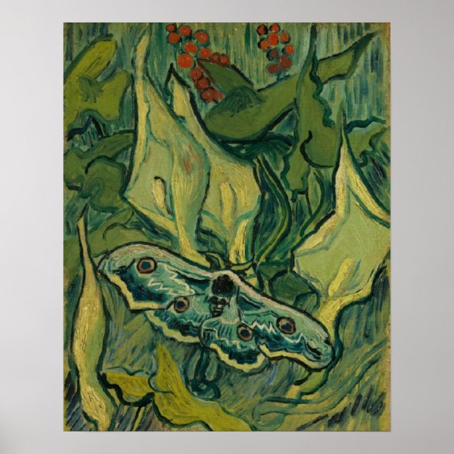 Poster Giant Peacock Moth Vincent van Gogh 1889 Small (Frente)