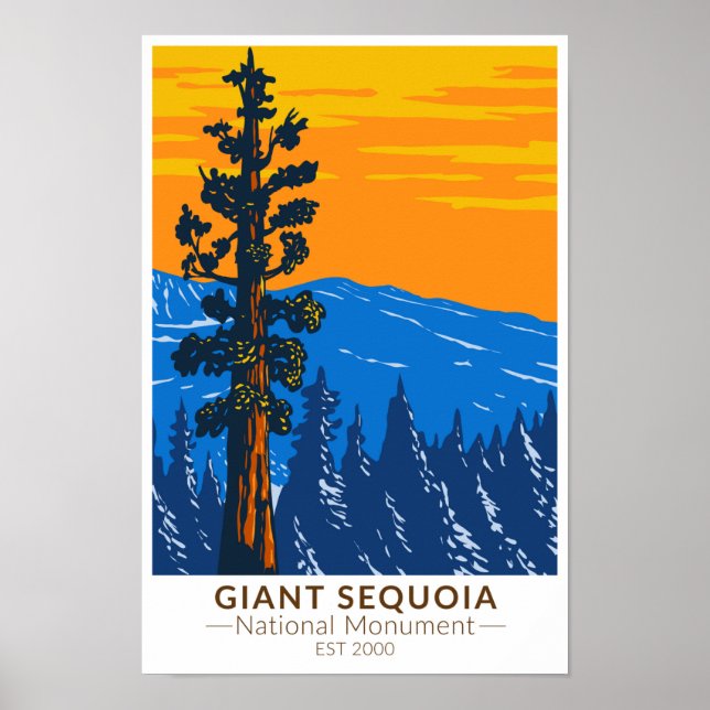 Poster Giant Sequoia National Monument California Vintage (Frente)